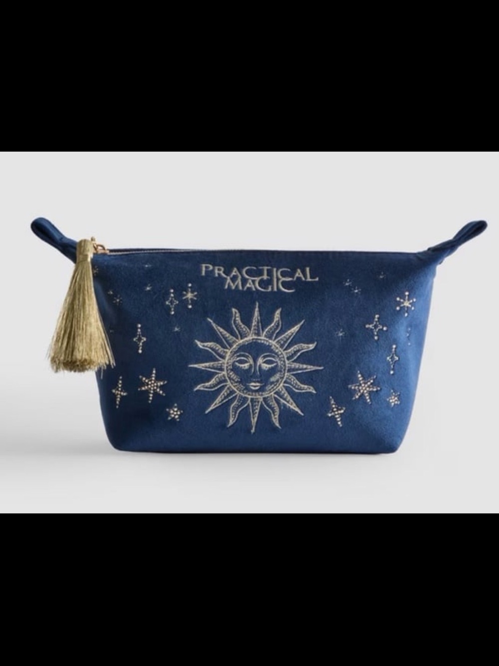 Primark Blue "Practical Magic" Cosmetic Bag with Sun Design